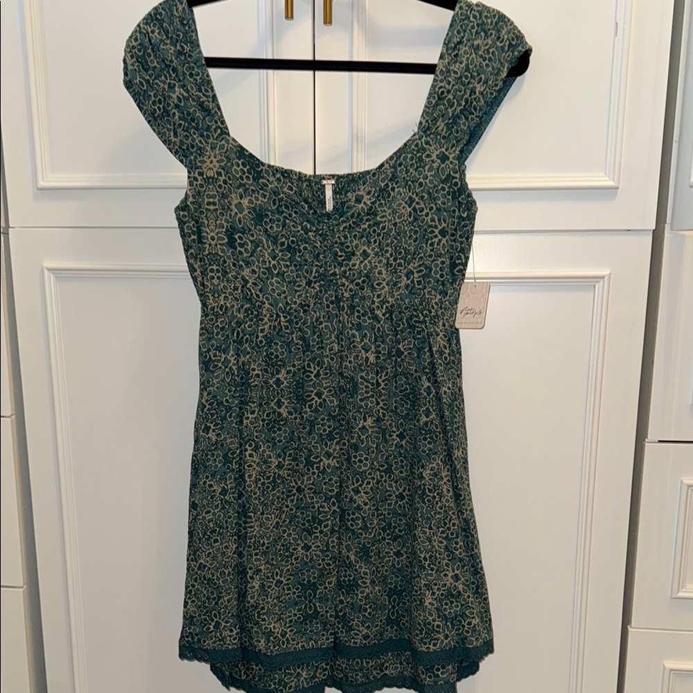 Free People Floral Green Women's Mini Dress